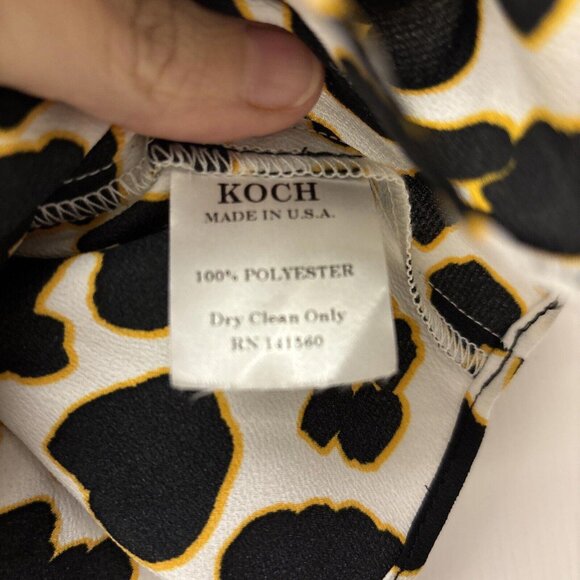 Koch Yellow & Black Animal Print Ruffle Strappy Top Size XS. Casual Party - Picture 4 of 8